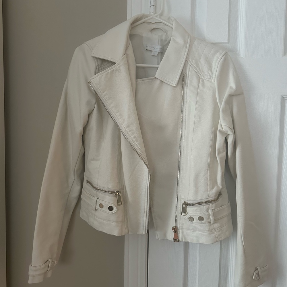 White Mojo Faux Leather Jacket